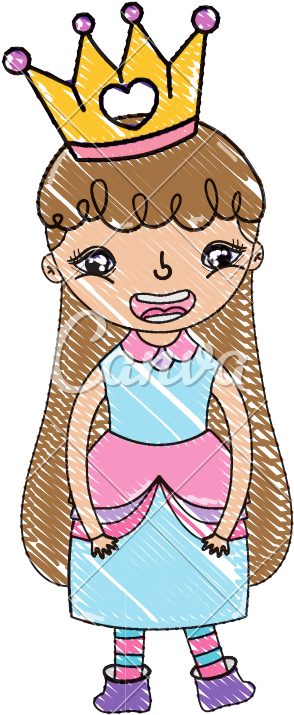 Grated Girl Queen With Dress And Crown Accessory - Illustration (800x800)