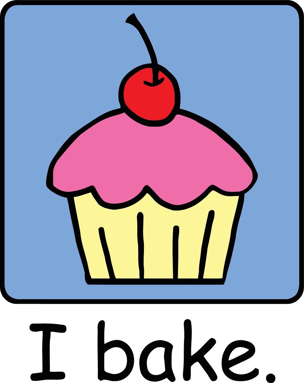 Cartoon Clip Art Dessert Pink Frosting Photo I Bake - Cartoon Clip Art Cupcake Frosting Cherry Dessert Keychain, (1001x1261)