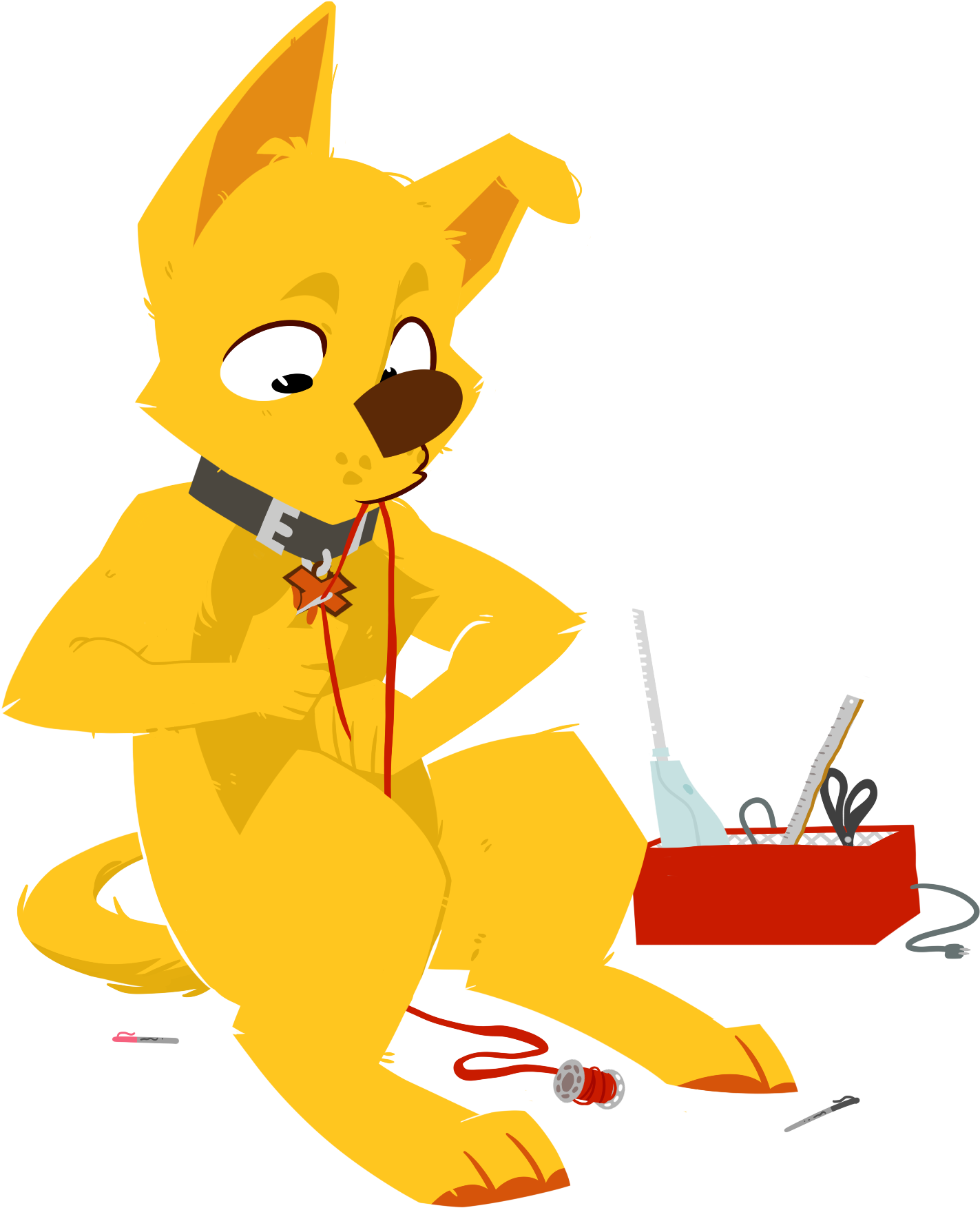 Crafty Pup - Cartoon (1469x1799)