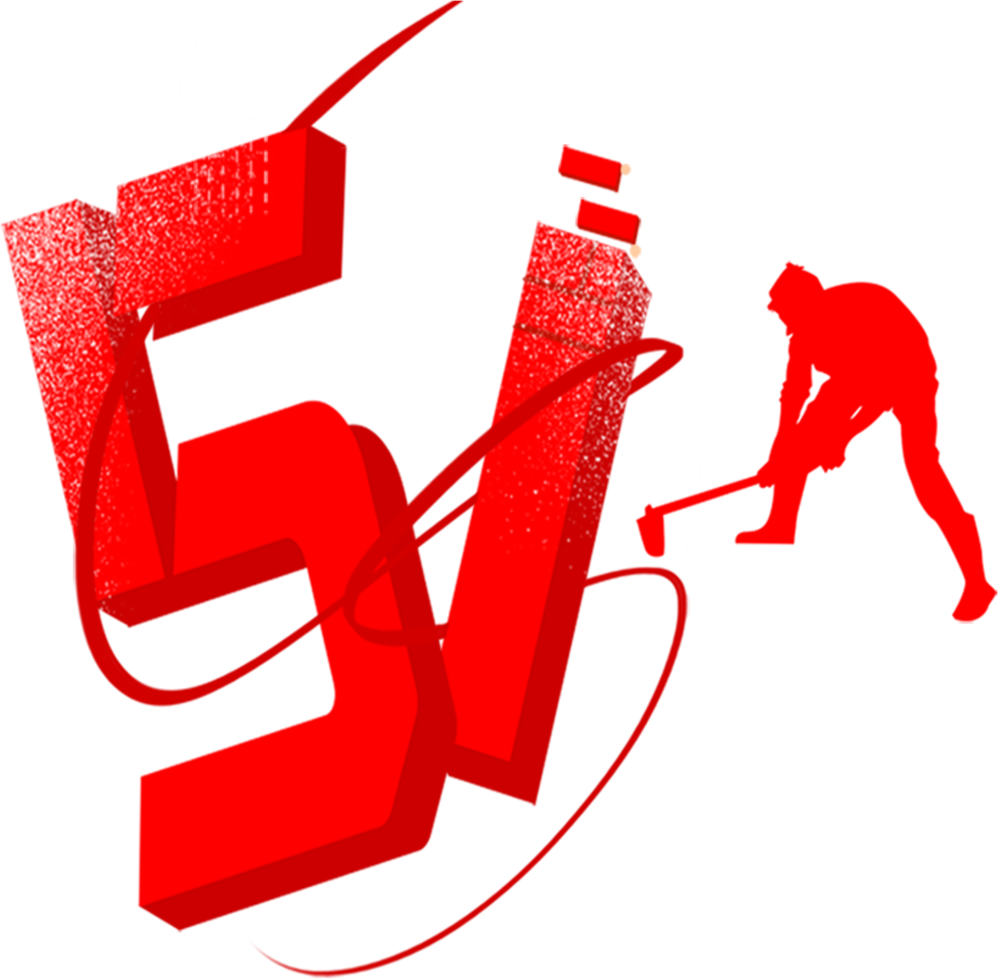 Bright Red Big Labor Day Art Font - International Workers' Day (2500x2170)