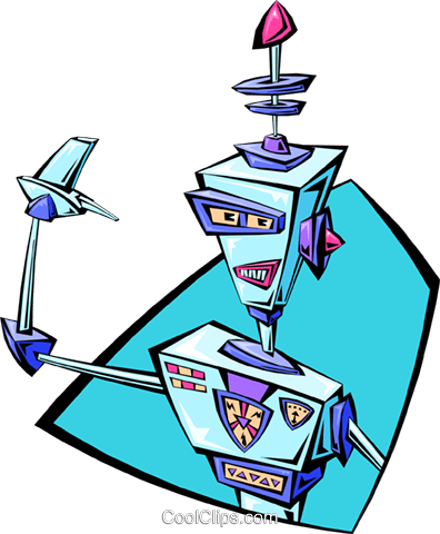 Colorful Robot Royalty Free Vector Clip Art Illustration - Robot Reading Comprehension (396x480)