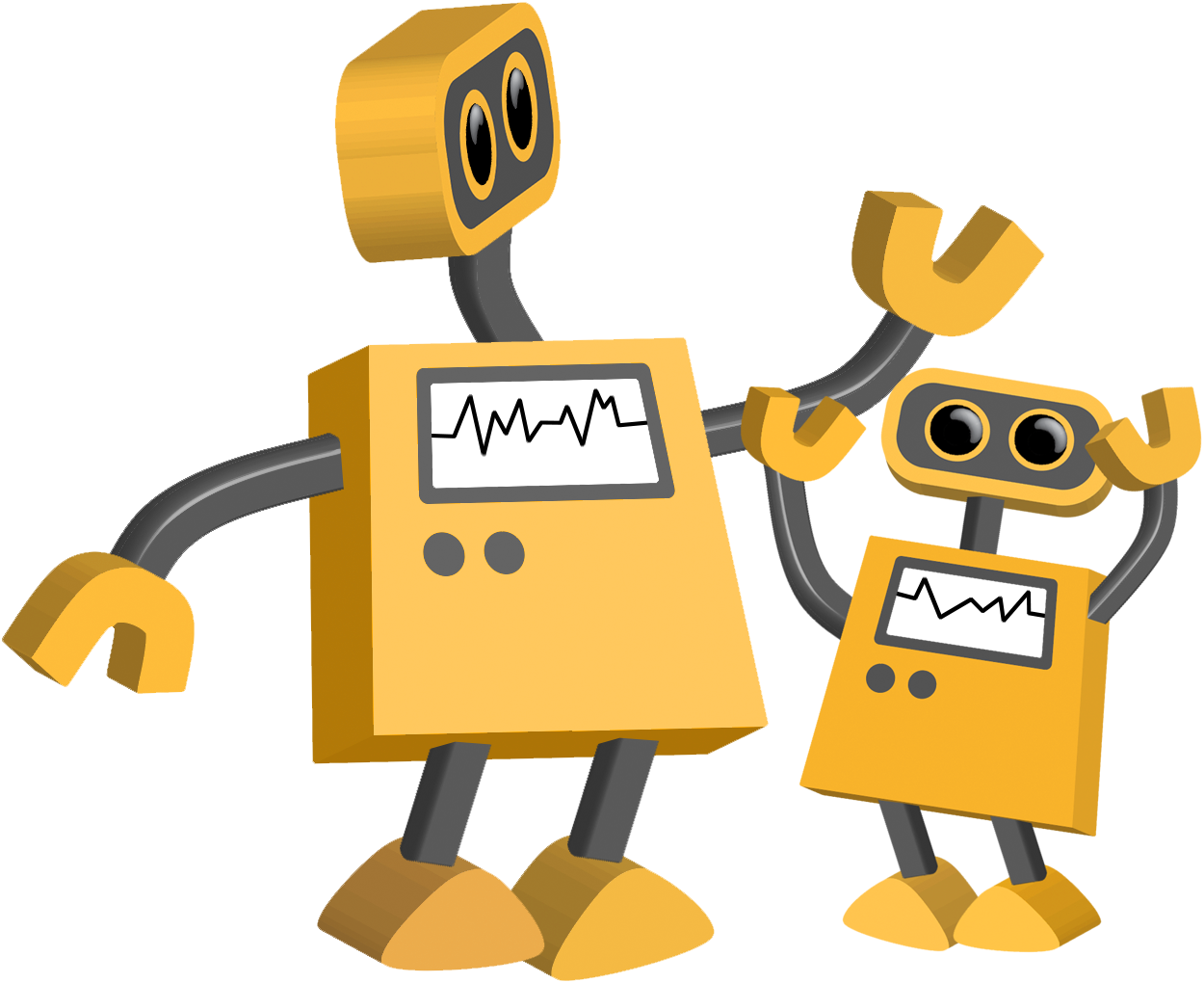 Big And Little Robots - Transparent Background Robot Clipart Png (1250x1020)
