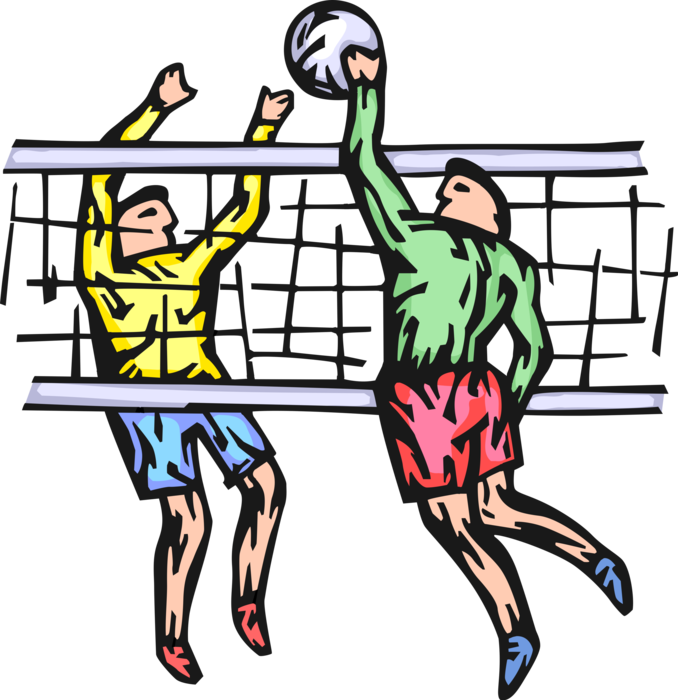 Vector Illustration Of Sport Of Beach Volleyball Players - Volleyball (678x700)