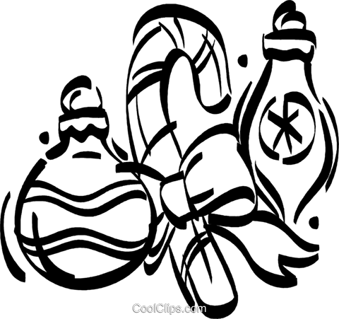 Christmas Ornaments And A Candy Cane Royalty Free Vector - Candy Cane (480x451)