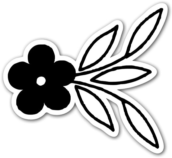 Black Flower Ornament Sticker - Black Flower Ornament Sticker (600x554)