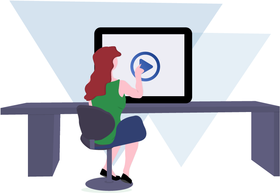 Woman Clicking Play To View A Recorded Webcam Interview - Illustration (999x798)