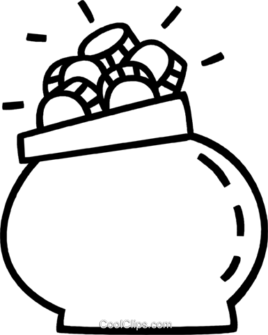 Pot Of Gold Royalty Free Vector Clip Art Illustration - Draw Money (385x480)