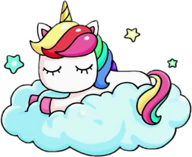 Unicorn Sleep Cloud Rainbow Kawaii - Easy Kawaii Unicorn Draw (637x521)