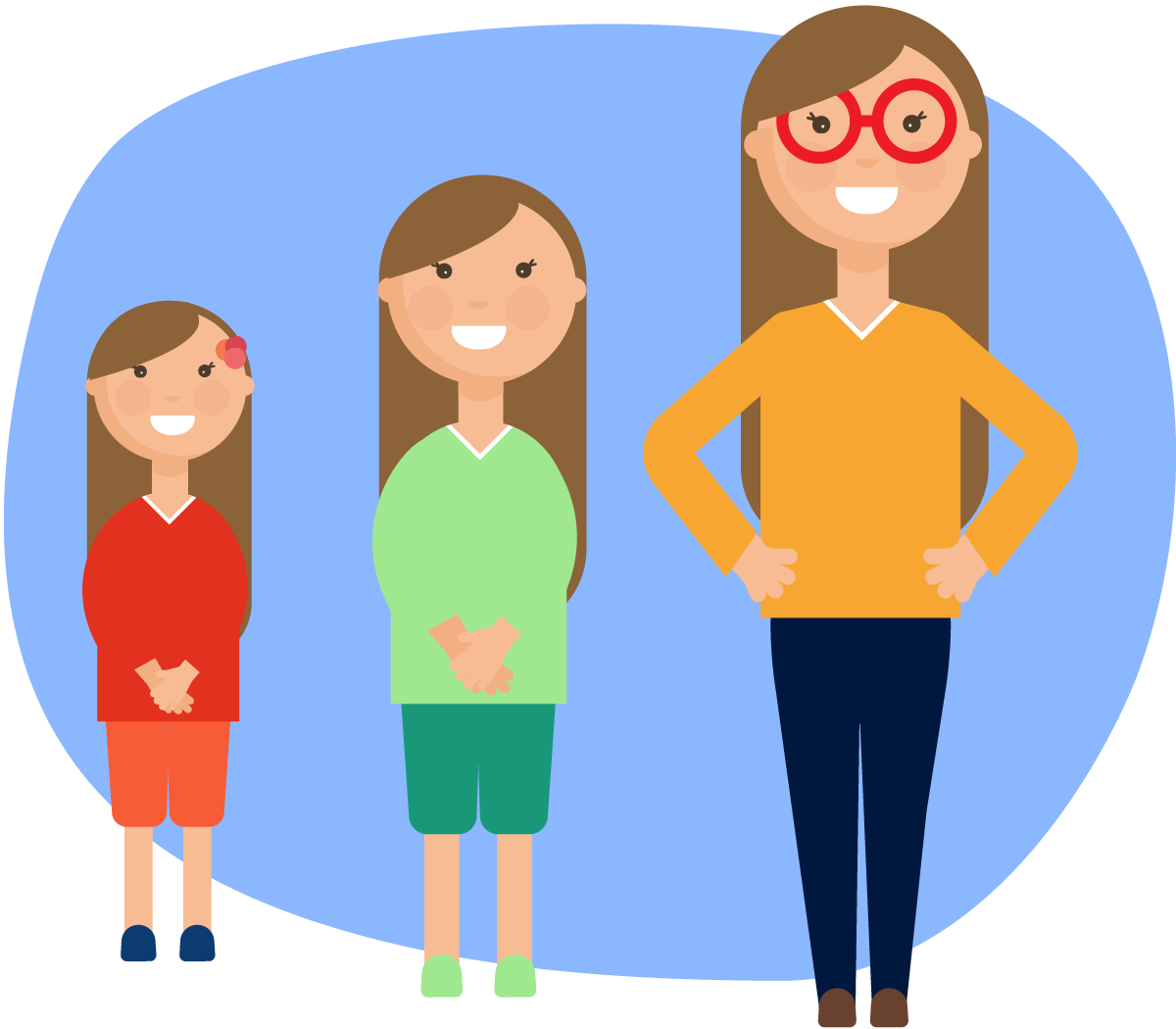 Young Woman In Three Stages Of Growing Up - Children Growing Up (1200x1050)