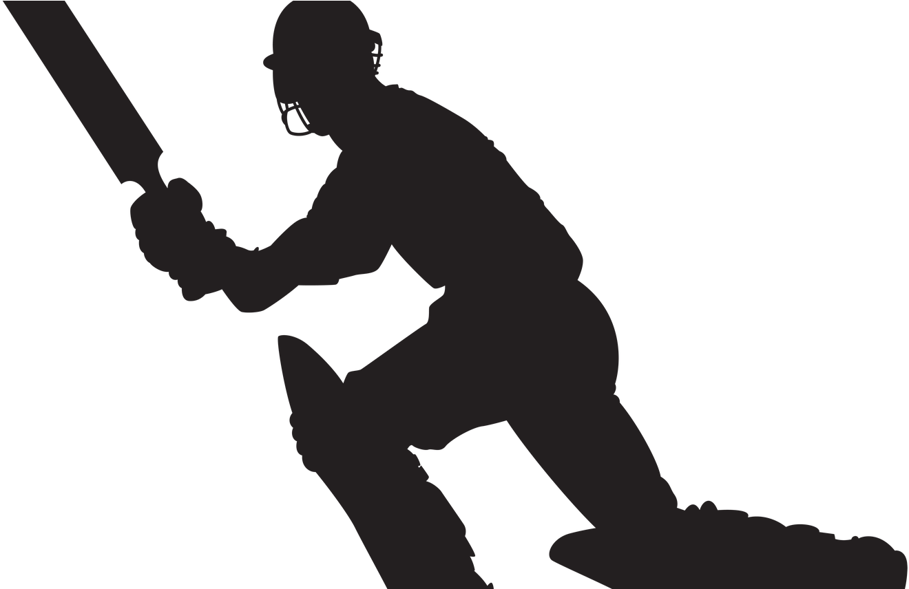 Cricket Player Silhouette Png Clip Art Image Gallery - Black And White Cricket (1368x855)