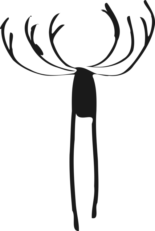 Deer Moose Black And White Elk Line Art - Clip Art (503x749)