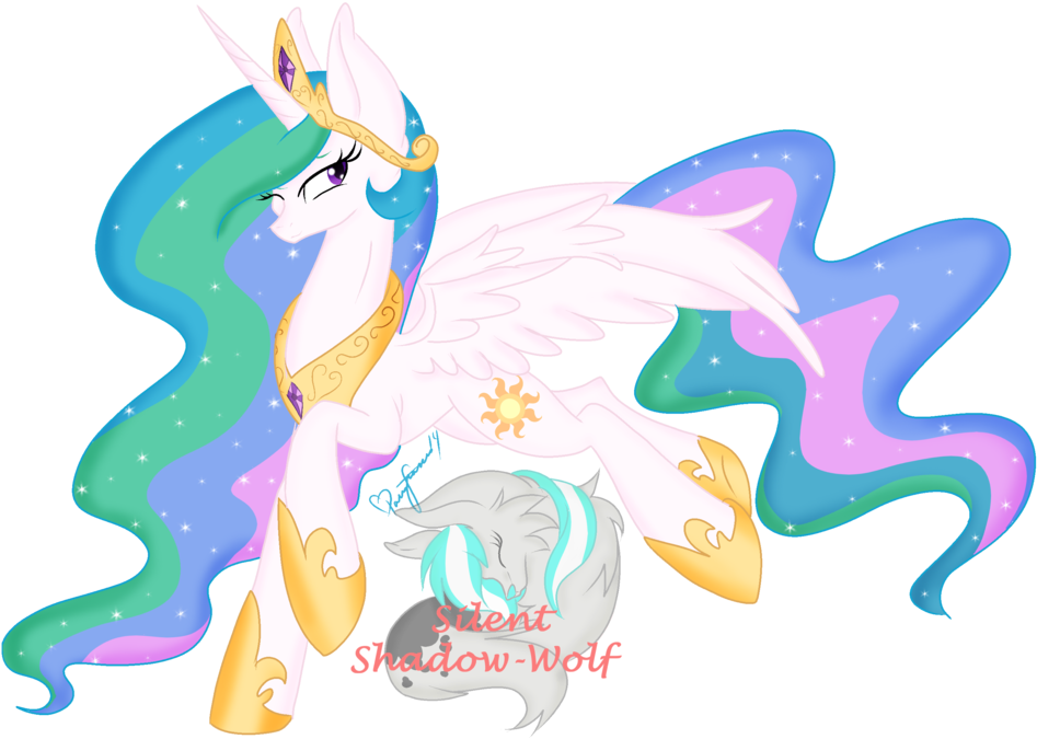 Silent Shadow Wolf, Princess Celestia, Running, Safe, - Cartoon (1024x683)