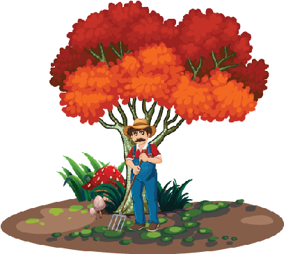 Png Library Stock Gardener Cleaning The Arts Image - Nino Leyendo Debajo De Un Arbol (438x399)