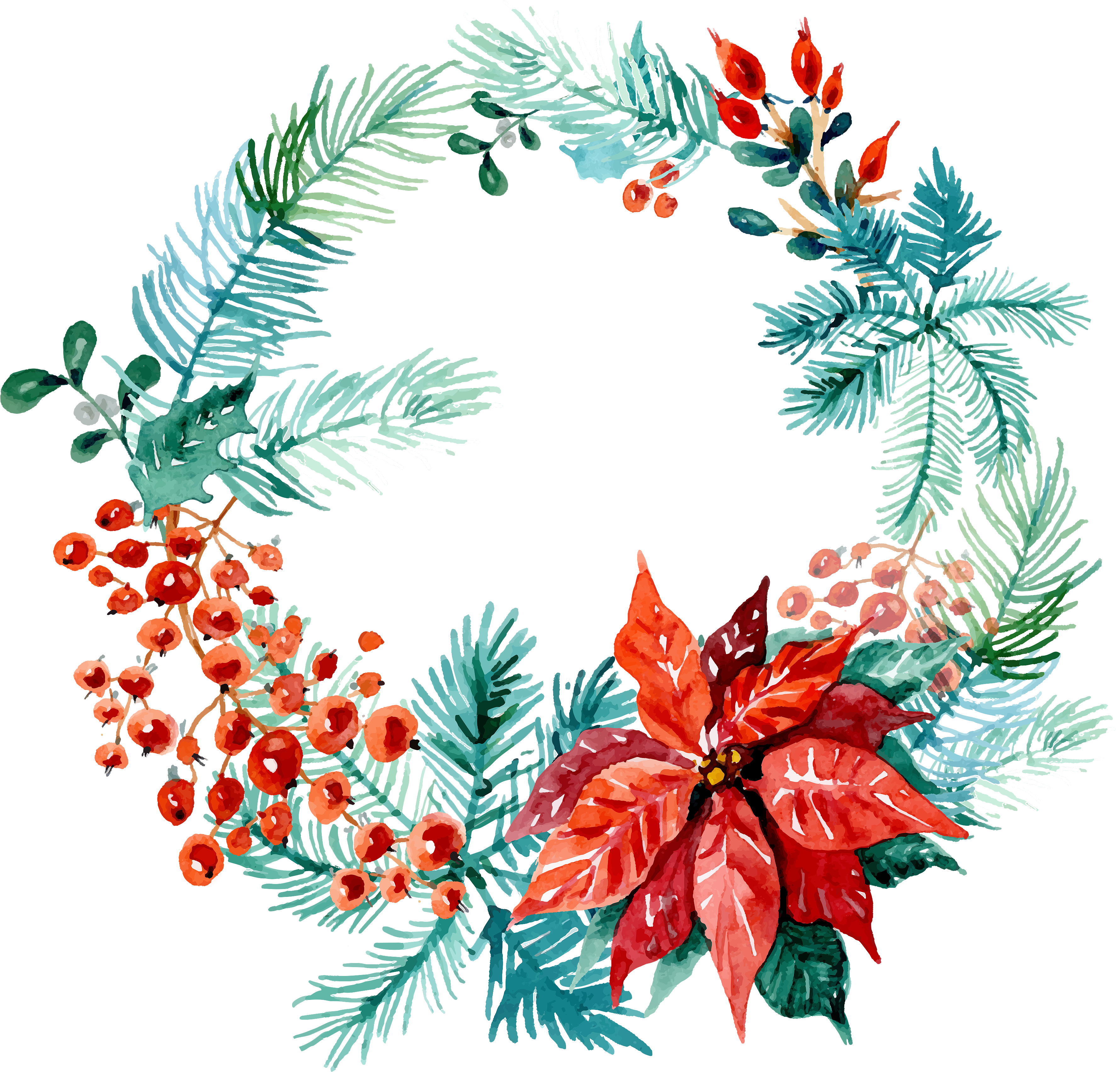 To Download Click The Following - Free Watercolor Christmas Art (3600x3600)