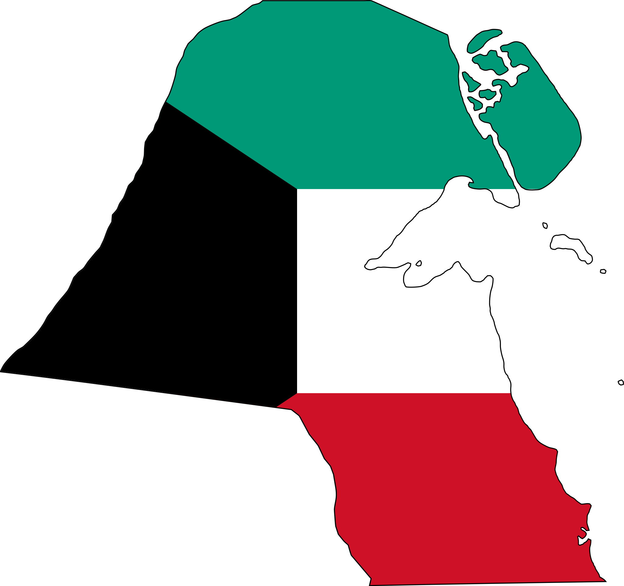 Kuwait Flag Map - Kuwait Flag (2048x1922)