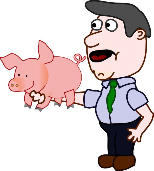 This Free Clip Arts Design Of Man Holding A Pig - Man Holding Pig Cartoon (540x600)