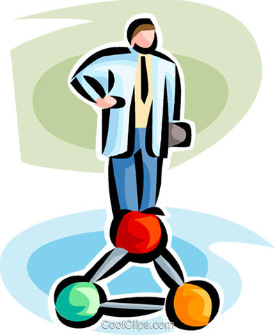 Doctor Standing On A Molecule Royalty Free Vector Clip - Illustration (395x480)