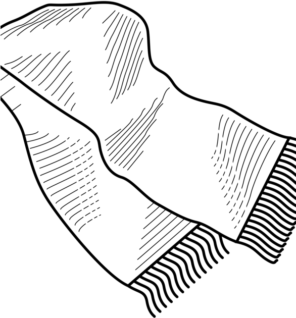 Scarf Clipart Scarf Winter Clothing Drawing Black And - Scarf Drawing Png (585x750)