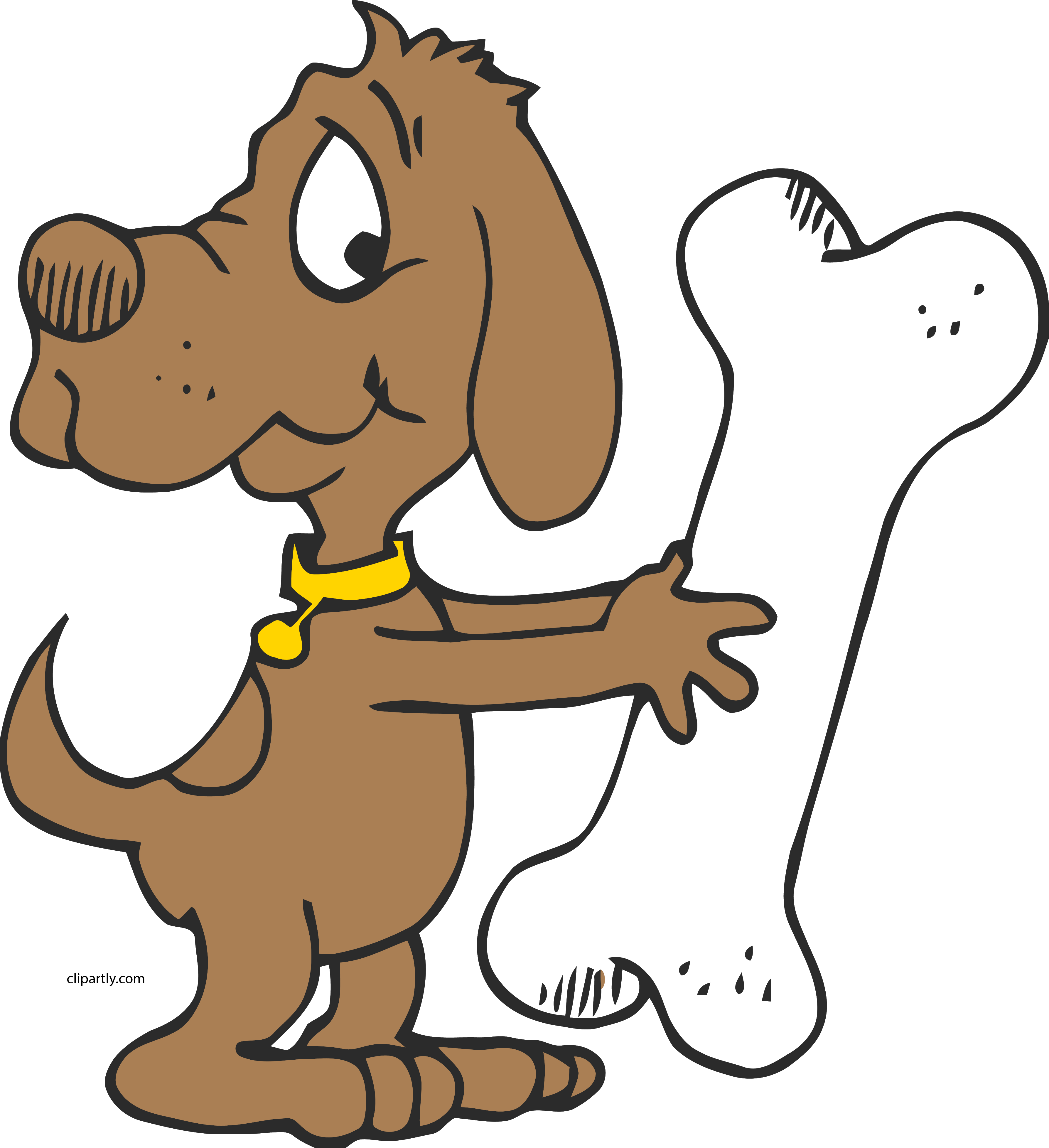Dog With A Seriously Large Bone Clipart Png - Dog With Bone Clipart (3574x3911)