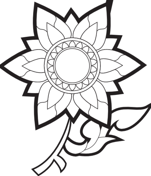 Sunflower Clipart Black And White Free Flowers Healthy - Decorated Drawing Of Flower (485x567)
