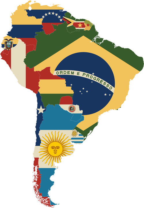 South America Map With Flags - South America Map Design (500x723)