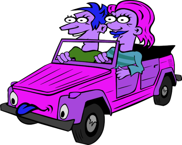 Girl Driving Car Clip Art Clipart - Car Cartoon (600x480)