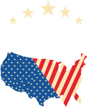 Us Flag Themed Map - Estados Unidos Vs Europa (400x400)