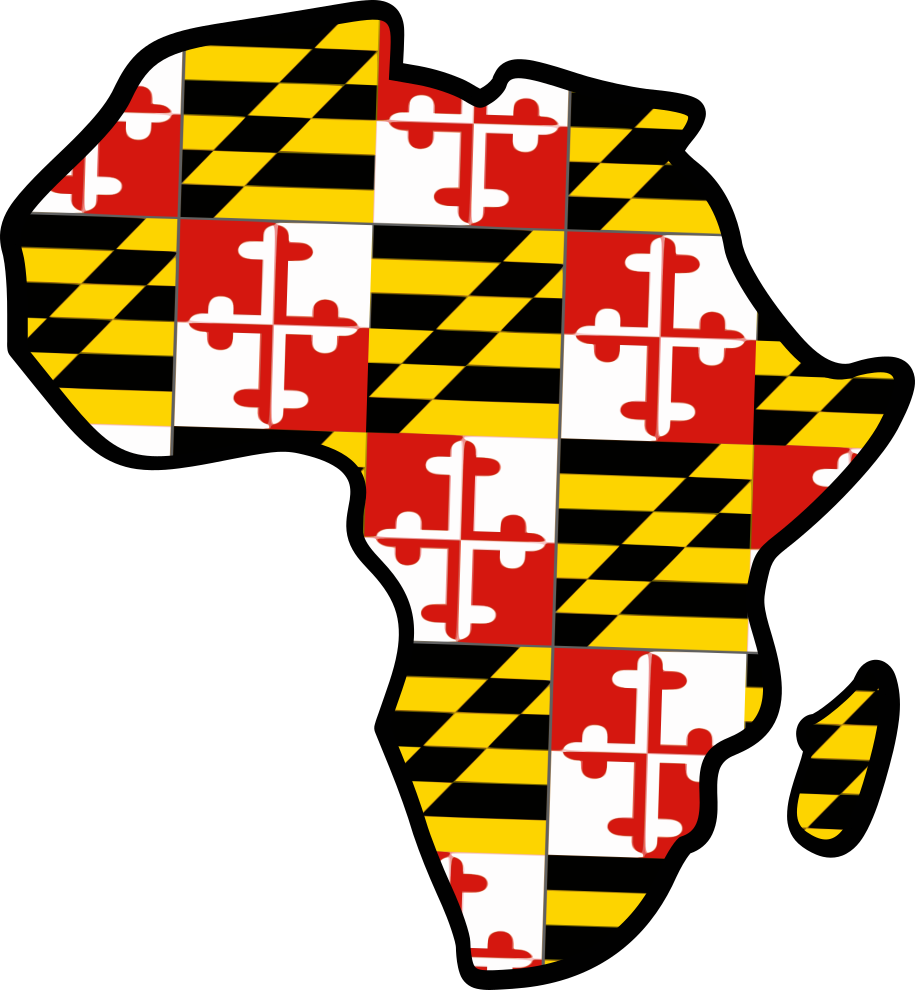 Africa-maryland Map Flag Design For The Sister States - Maryland State Flag - Letterpress - Lantern Press Artwork (915x990)