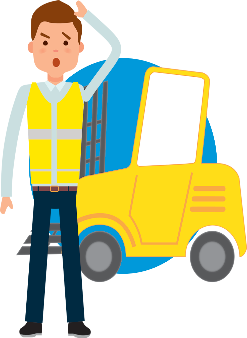 According To The Rtitb, A Crucial Element Of Safe Forklift - Warehouse Operator Cartoon (982x1361)