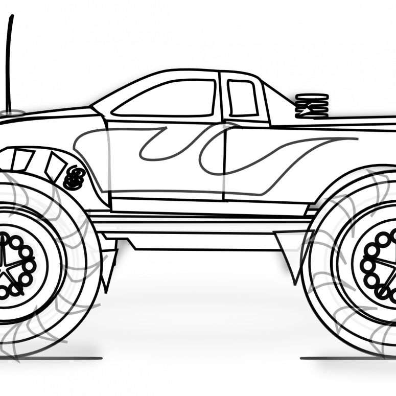 Small Size - Monster Truck Para Colorir (775x775)