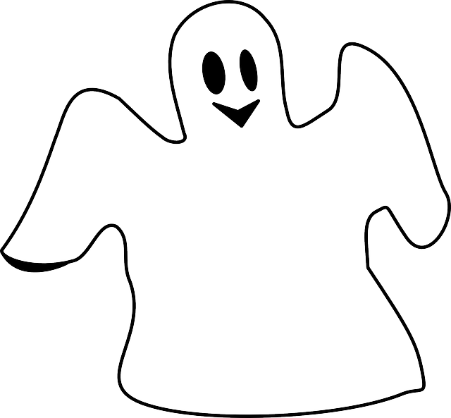 Ghost, Spooking, Spooky, Happy, White, Smiling - Geister Malvorlage (640x593)