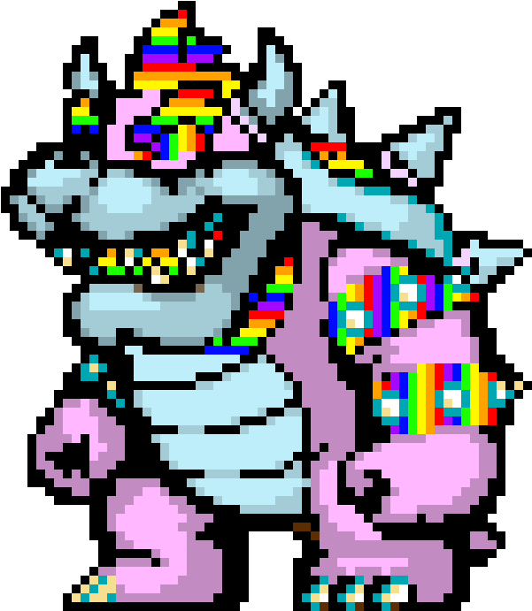 Rainbow Cloud Bowser - Pixel Art Bowser (690x740)