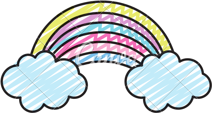 Doodle Nature Bright Rainbow With Clouds In The Sky - Cloud (800x800)