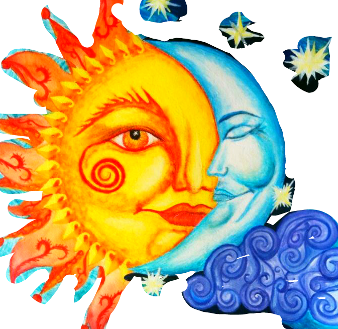 Sunmoonstars Boho Hippie Hipster Moon - Sun Moon And Stars Paintings (673x655)
