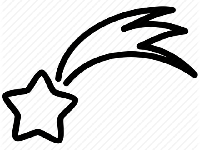 Falling Stars Clipart Meteor - Shooting Star Black And White (640x480)