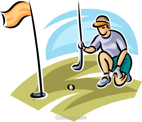 Golfer Lining Up Her Putt Royalty Free Vector Clip - Golfer Lining Up Her Putt Royalty Free Vector Clip (480x412)