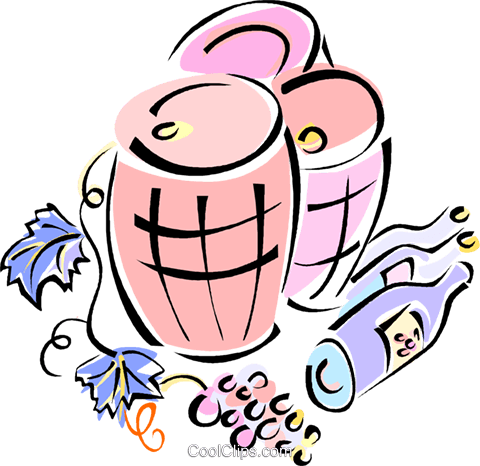 Grapes, Wine, Wine Barrels Royalty Free Vector Clip - January 15 (480x466)
