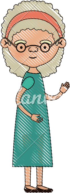 Color Crayon Silhouette Of Full Body Elderly Woman - Abuela En Cuerpo Entero (800x800)