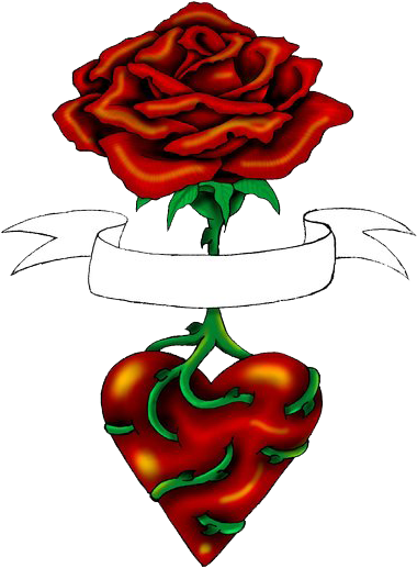 Love Tattoo Clipart Rose - Rose With A Heart (388x522)
