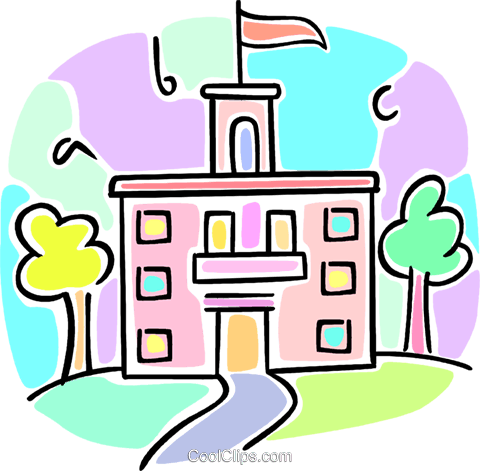 School Building Royalty Free Vector Clip Art Illustration - School (480x471)