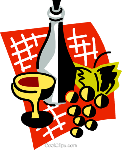 Bottle Of Wine With Grapes Royalty Free Vector Clip - Wine (392x480)