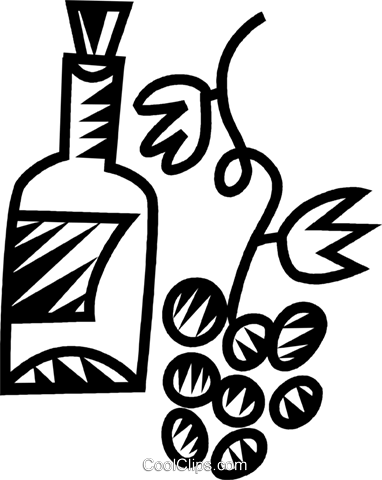 Wine And Grapes Royalty Free Vector Clip Art Illustration - Clipart Weinflaschen Transparenter Hintergrund (382x480)