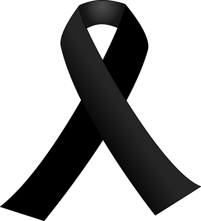 Black Ribbon Mourning Awareness Ribbon Grief - Black Ribbon Mourning Png (683x750)