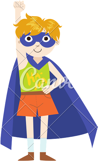 Kid In Superhero Costume With Blue Cape - Superhero (800x800)