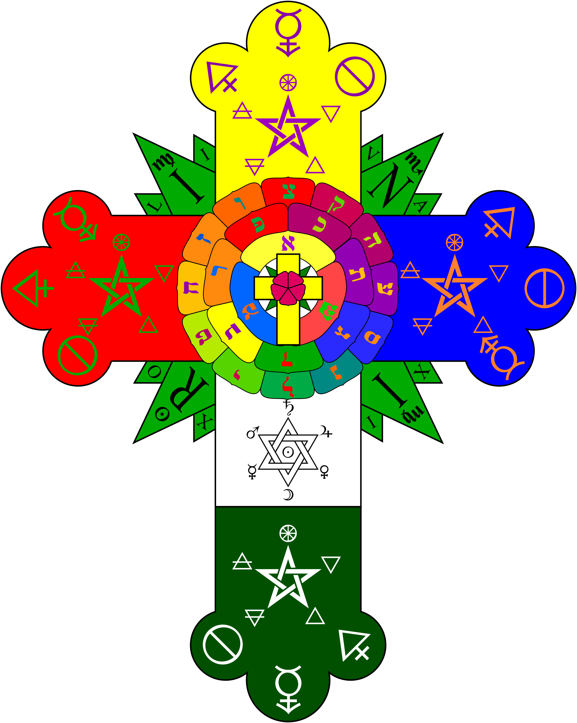 Open - Golden Dawn Rose Cross (2000x2504)