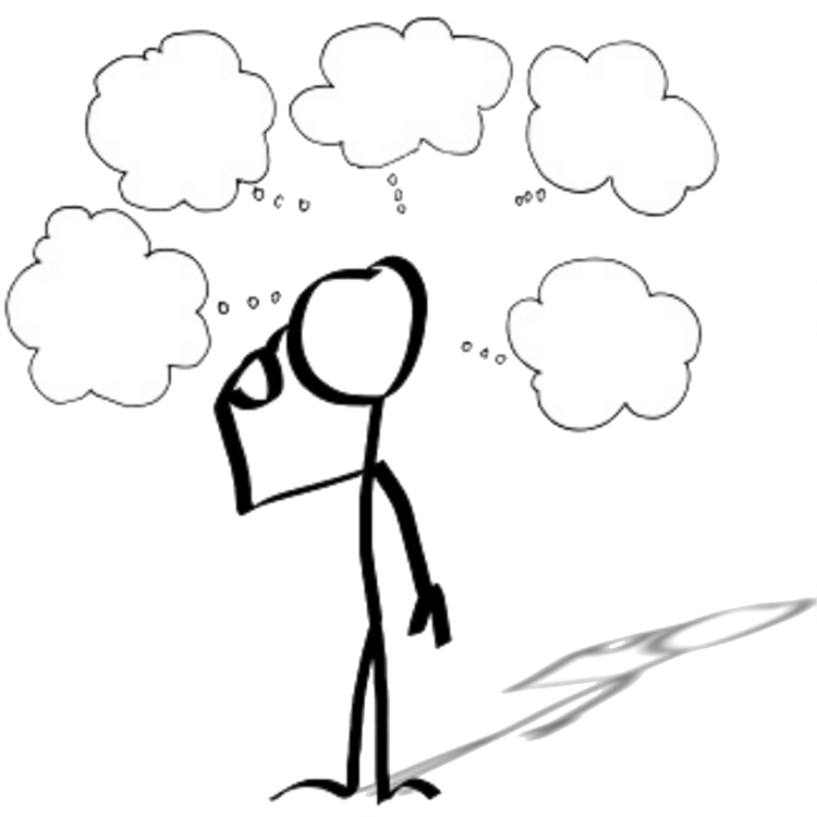 Drawing Person Thought Cartoon Stick Figure - Person Clipart Thought Bubble (750x750)