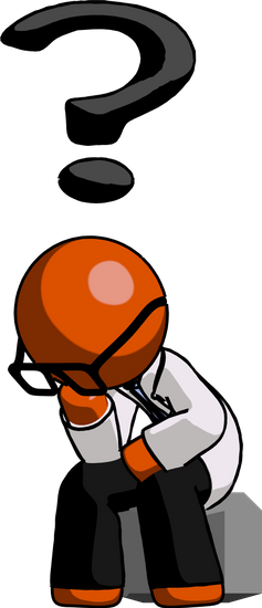 Orange Doctor Scientist Man Thinker Question Mark Concept - Question Mark (237x550)