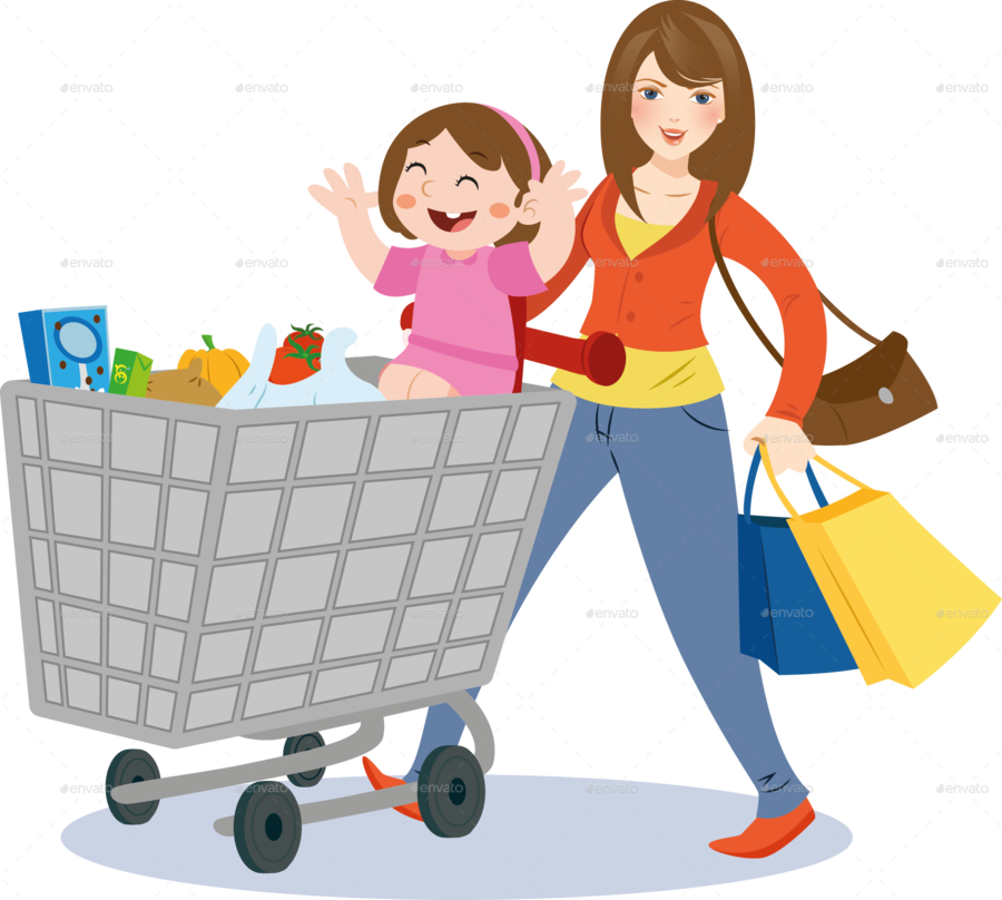 Mom Grocery Shopping Clipart Shopping Grocery Store - Mom Grocery Shopping Clipart (900x808)