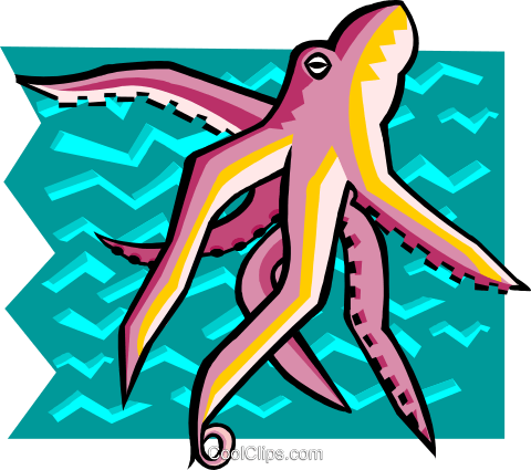 Stylized Octopus Royalty Free Vector Clip Art Illustration - Clip Art (480x425)