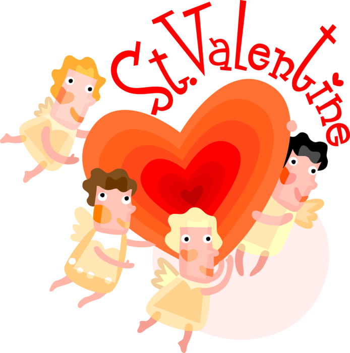 Vector Illustration Of Valentine's Day Sentimental - 丘 比特 (694x700)